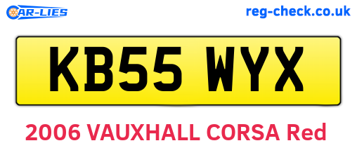 KB55WYX are the vehicle registration plates.