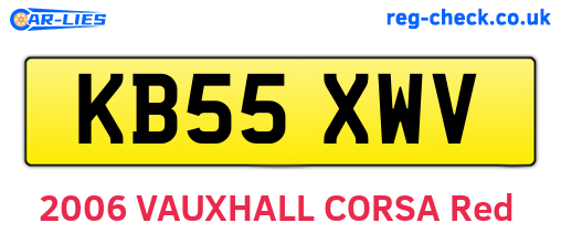 KB55XWV are the vehicle registration plates.