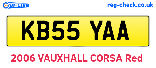 KB55YAA are the vehicle registration plates.