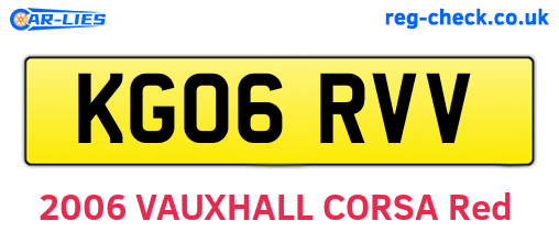 KG06RVV are the vehicle registration plates.