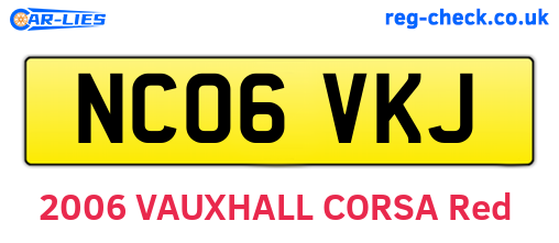 NC06VKJ are the vehicle registration plates.