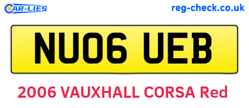 NU06UEB are the vehicle registration plates.