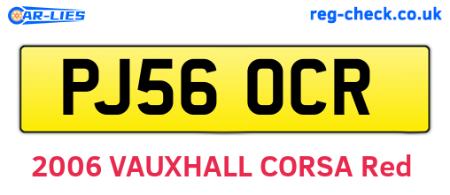 PJ56OCR are the vehicle registration plates.