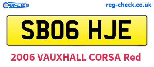 SB06HJE are the vehicle registration plates.