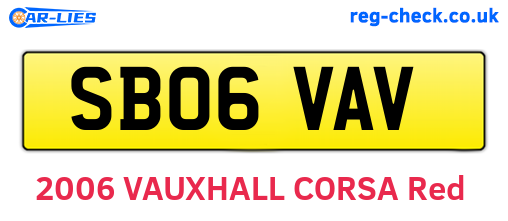 SB06VAV are the vehicle registration plates.