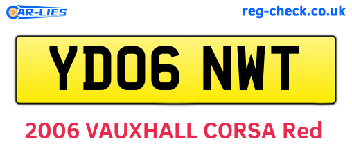 YD06NWT are the vehicle registration plates.