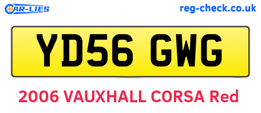 YD56GWG are the vehicle registration plates.