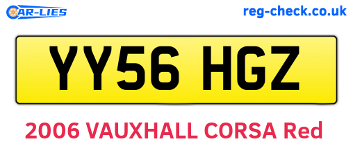 YY56HGZ are the vehicle registration plates.