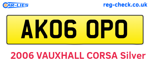AK06OPO are the vehicle registration plates.