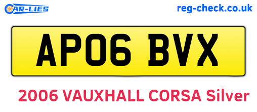 AP06BVX are the vehicle registration plates.