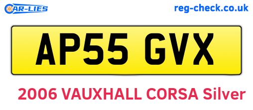 AP55GVX are the vehicle registration plates.