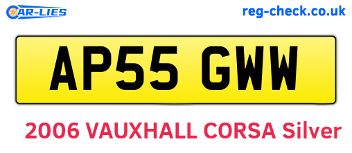 AP55GWW are the vehicle registration plates.