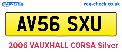 AV56SXU are the vehicle registration plates.