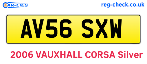 AV56SXW are the vehicle registration plates.