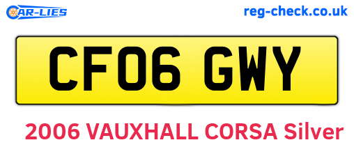 CF06GWY are the vehicle registration plates.