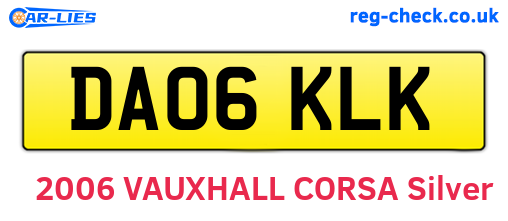 DA06KLK are the vehicle registration plates.