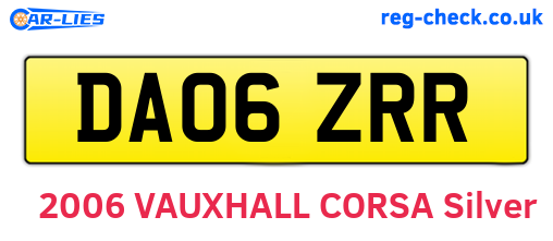 DA06ZRR are the vehicle registration plates.