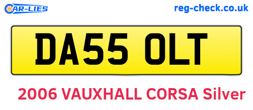 DA55OLT are the vehicle registration plates.