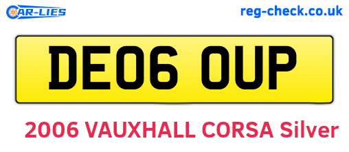DE06OUP are the vehicle registration plates.