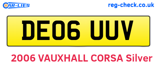DE06UUV are the vehicle registration plates.