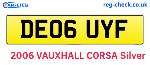 DE06UYF are the vehicle registration plates.