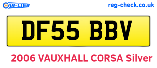 DF55BBV are the vehicle registration plates.