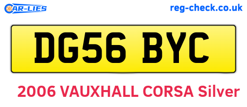 DG56BYC are the vehicle registration plates.