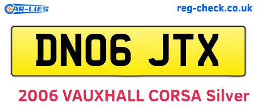 DN06JTX are the vehicle registration plates.