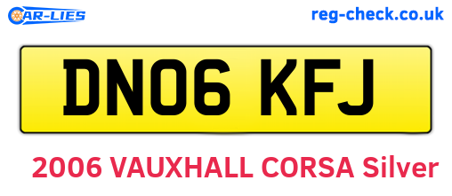 DN06KFJ are the vehicle registration plates.
