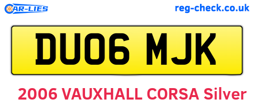 DU06MJK are the vehicle registration plates.