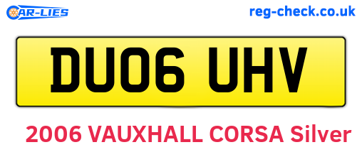 DU06UHV are the vehicle registration plates.