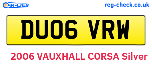 DU06VRW are the vehicle registration plates.