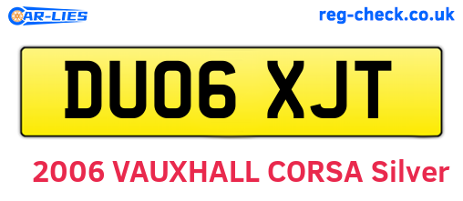 DU06XJT are the vehicle registration plates.