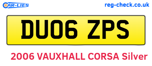 DU06ZPS are the vehicle registration plates.