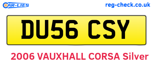 DU56CSY are the vehicle registration plates.