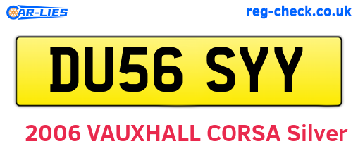 DU56SYY are the vehicle registration plates.