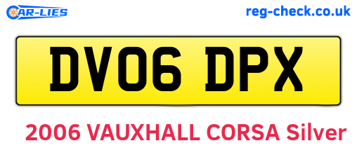 DV06DPX are the vehicle registration plates.