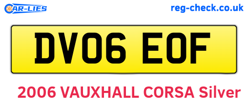 DV06EOF are the vehicle registration plates.