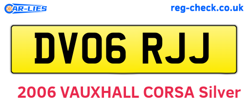 DV06RJJ are the vehicle registration plates.