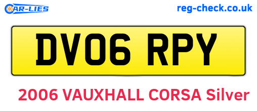 DV06RPY are the vehicle registration plates.