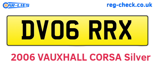 DV06RRX are the vehicle registration plates.