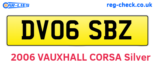 DV06SBZ are the vehicle registration plates.