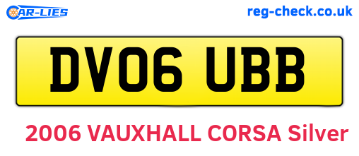 DV06UBB are the vehicle registration plates.