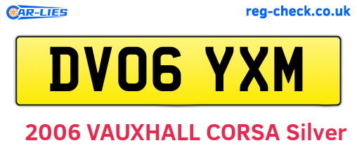 DV06YXM are the vehicle registration plates.