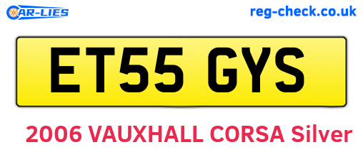 ET55GYS are the vehicle registration plates.