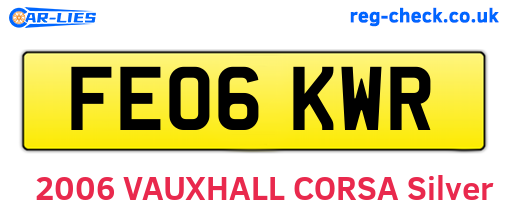 FE06KWR are the vehicle registration plates.