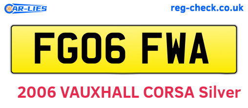 FG06FWA are the vehicle registration plates.