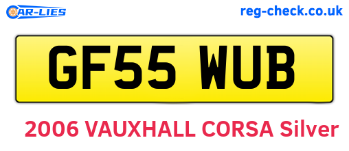 GF55WUB are the vehicle registration plates.