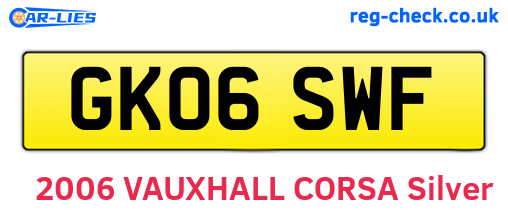 GK06SWF are the vehicle registration plates.