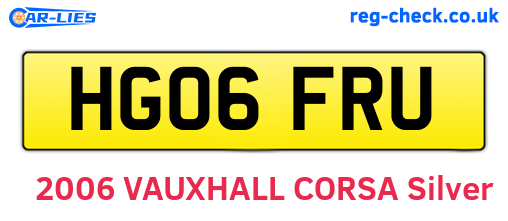 HG06FRU are the vehicle registration plates.